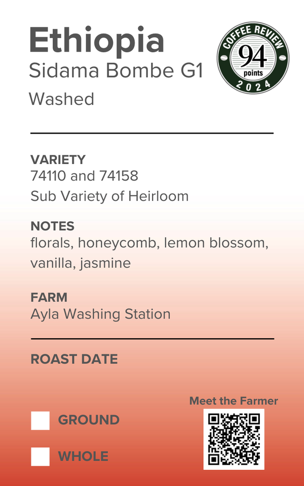Ethiopia Sidama Bombe G1 Washed