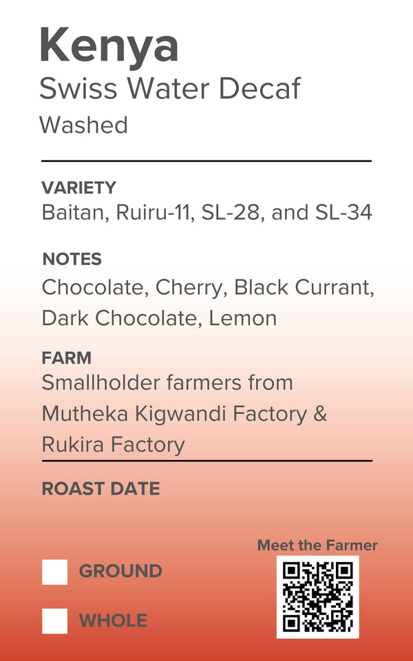 Kenya Swiss Water Decaf Washed